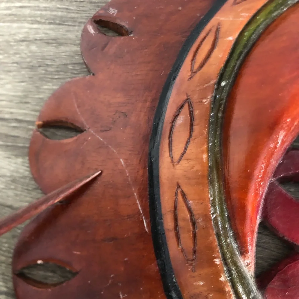 Hand Carved Wood Sun and Moon Wall Art - Picture 7 of 11